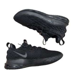 Nike LeBron 15 Low Blackout Athletic Shoe Sneaker, Black/ Dark Grey, Men's 9